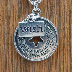Women's Silver Toned Make A Wish Necklace Charm